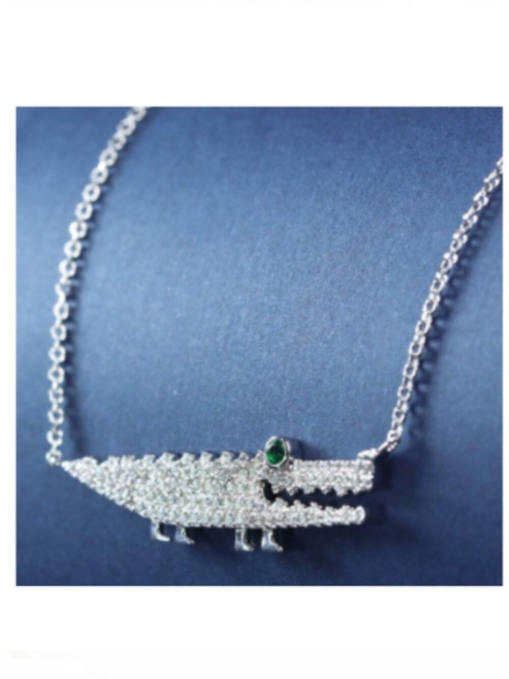 New Sterling Silver 925  Crocodile Charm Necklace Fine Jewelry